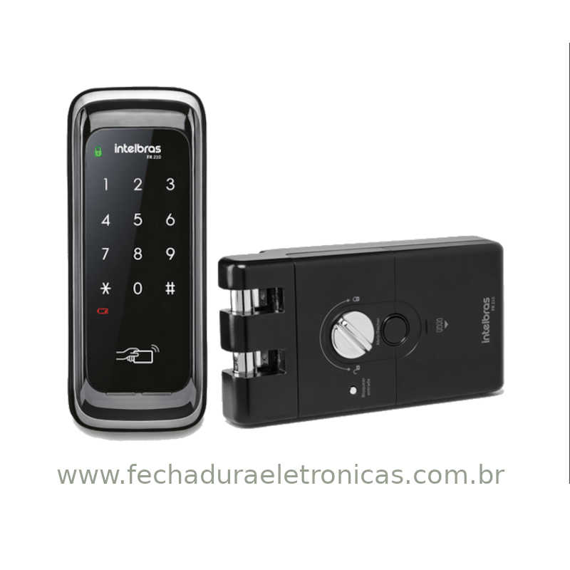 Fechadura digital Intelbras FR 210 com teclado touchscreen e maçaneta integrada