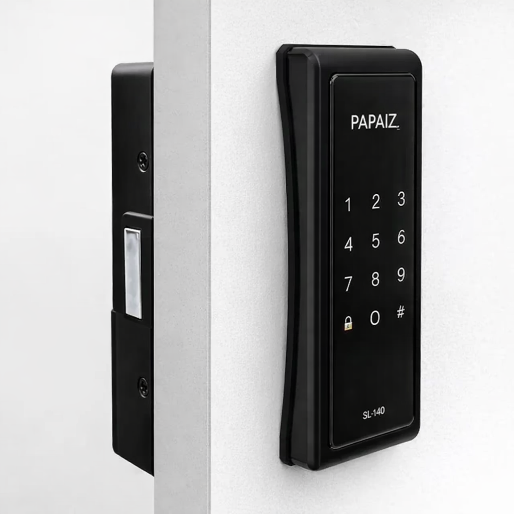Fechadura digital Papaiz SL140 com teclado touchscreen para acesso por senha