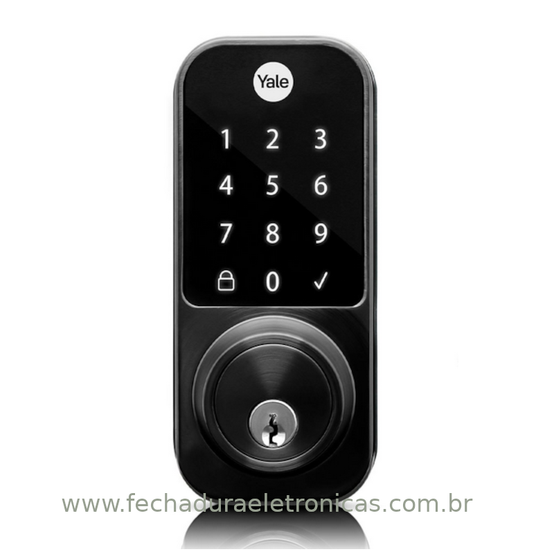 Fechadura digital Yale YDD 120 com teclado touchscreen e acesso por senha e cartão